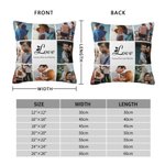 Personalizado Corazón Amor Foto Collage Arrojar Almohada Hogar Decoración con Texto Cumpleaños Aniversario Navidad Regalo para Pareja Familia