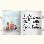 Personalised Life Is Better with Fur Babies White and Color Inside Ceramic Mug with Name 11/15 oz Gift for Dog Lovers
