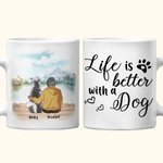 Personalised Life Is Better with a Dog/Dogs White and Colour Inside Ceramic Mug with Name 11oz and 15 oz Gift for Dog Lovers
