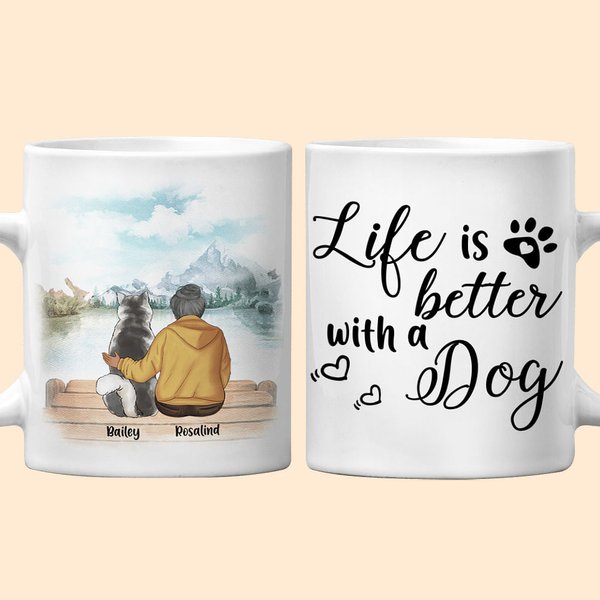 Life Is Better with a Dog Ceramic Mug with Name