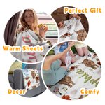 Personalized Cute Highland Cow Soft Cozy Fleece Blanket with Name Baby Shower Christmas Gift for Kids Highland Cow Lover