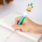 Personalized Highland Cow Print Ballpoint Pen Stationery with Name and Silcone Bead Birthday Gift for Highland Cow Lover