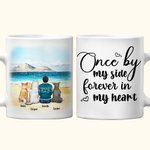 Gepersonaliseerde Once by My Side Forever in My Heart Wit en gekleurde binnenkant van keramische mok met naam 11 oz en 15 oz Cadeau voor hondenliefheb