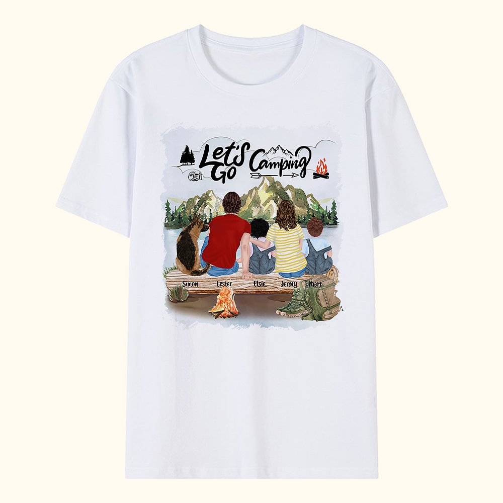 T-shirt adulte et T-shirt enfant personnalisés Let Us Go Camping Cadeau d'anniversaire de Noël pour la famille