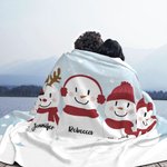 Gepersonaliseerde Sneeuw Zachte Deken met Naam en Tekst Kerstcadeau voor Familie Kinderen