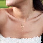 Collier Prénom Vertical Personnalisé Pendentif Croix Crucifix Bijoux Baptême Première Communion Cadeau pour Chrétien