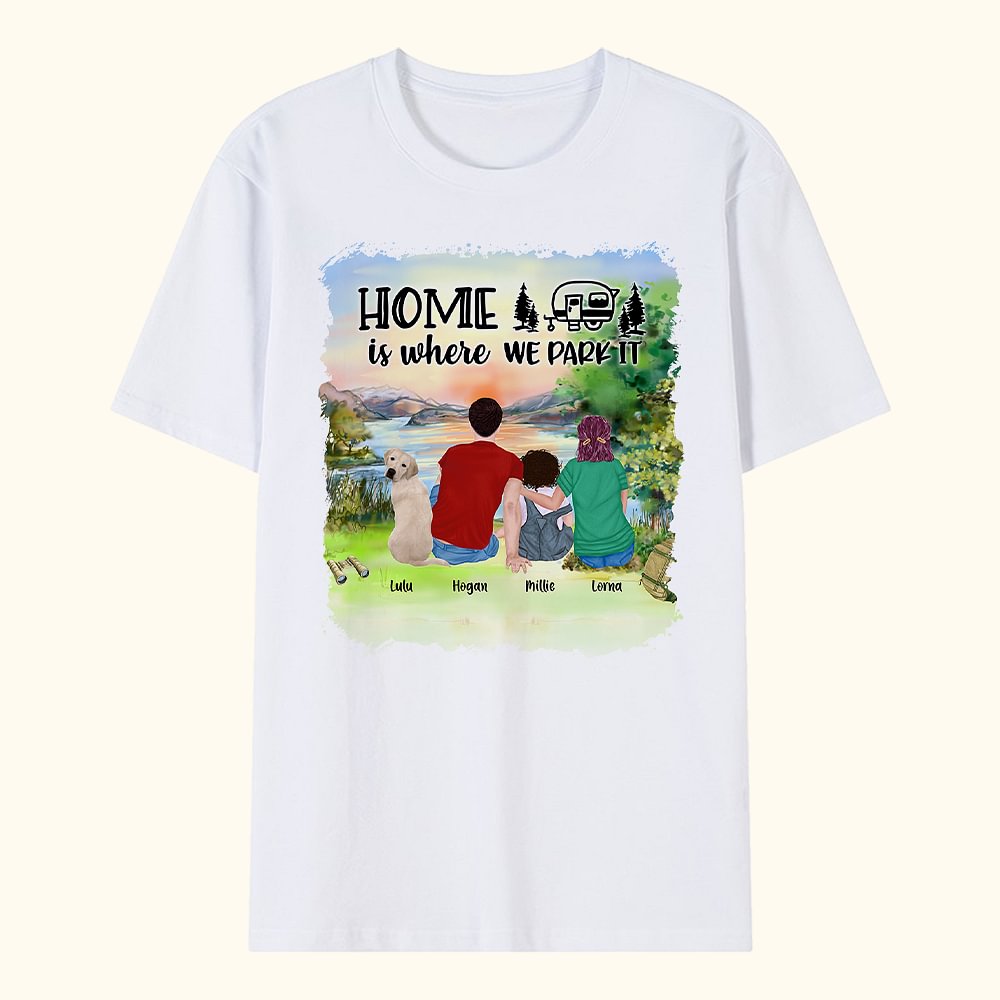 T-shirt adulte pour enfant personnalisé Home Is Where We Park It Noël Anniversaire Cadeau pour la famille