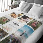 Couverture Sherpa ou Polaire Personnalisée avec Photo Thème We Love You Mom Cadeau d'Anniversaire Fête des Mères pour Maman