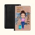 Personalized Together Since 2017 Portable Passport Cover with Name Travel Trip Accessory Birthday Christmas Gift for Friends Family