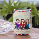 Personalized Life Is Better With Besties Friendship Stamp 12oz Wine Tumbler Friendship Gift