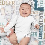 Personalised Baby Elephant Soft Blanket with Name Fleece Sherpa Material Birthday Baby Shower Gift for Kid