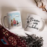 Personalised Life Is Better with Fur Babies White and Color Inside Ceramic Mug with Name 11/15 oz Gift for Dog Lovers