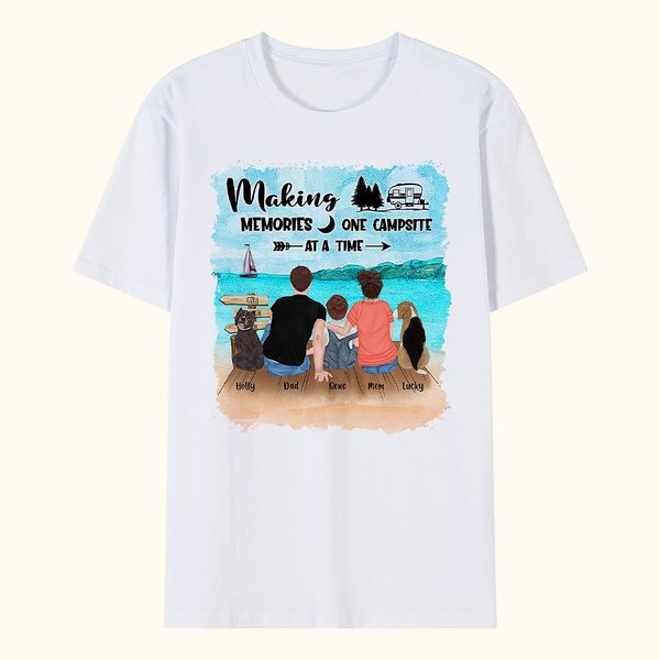 Personalized Making Memories One Campsite At A Time Adult T-shirt and Kid T-shirt Christmas Birthday Anniversary Gift for Family