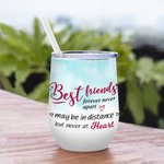 Gepersonaliseerde Best Friends Forever Never Apart met Natuur Landschap Achtergrond Wijn Tumbler Gift Voor Zussen