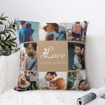 Personalizado Corazón Amor Foto Collage Arrojar Almohada Hogar Decoración con Texto Cumpleaños Aniversario Navidad Regalo para Pareja Familia