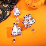 Personalisierte niedlichen Geist Hund Kürbis Abzeichen Reel Glitter Acryl Abzeichen Halloween Geschenk für Hundeliebhaber