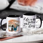 Personalised Life Is Better with a Dog/Dogs White and Colour Inside Ceramic Mug with Name 11oz 15oz Birthday Gift for Dog Lovers