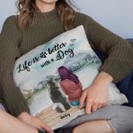Personalized Life Is Better With Dogs Landscape Throw Pillow Cover Birthday Christmas Gift for Dog Lover