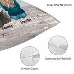 Taie d'oreiller personnalisée Enjoying Seaside Scenery with Furry Babies Cadeau d'anniversaire et de Noël pour les amoureux des chiens