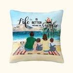 Funda de cojín personalizada Camping familiar La vida es mejor alrededor de la hoguera Regalo de Navidad Regalo de cumpleaños