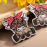 Personalisierte hölzerne Hochland Kuh Ohrringe Tropfen Ohrringe Tierschmuck Geburtstag Weihnachten Thanksgiving Geschenk für Kuh-Liebhaber