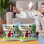 Funda Almohada Familiar Personalizada Amanecer Haciendo Recuerdos Un Camping A La Vez Cumpleaños Aniversario Regalo