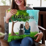 Gepersonaliseerd Sitting Under A Tree with Furry Friends Kussenhoes Verjaardag Kerstcadeau voor Hondenliefhebbers