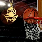 Pendentif Personnalisé avec Prénom et Chiffre de Basketball Collier pour Joueur de Basketball Amateur de Sport