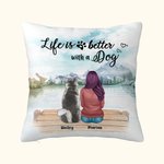 Personalized Life Is Better With Dogs Landscape Throw Pillow Cover Birthday Christmas Gift for Dog Lover