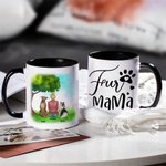 Personalized Fur Mama/Papa White and Color Inside Ceramic Mug with Name 11 oz and 15 oz Gift for Dog Lovers