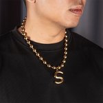 Collar personalizado unisex de cadena de bolas con iniciales de burbujas de gran tamaño Regalo de cumpleaños del Día del Padre para el amante del hip-