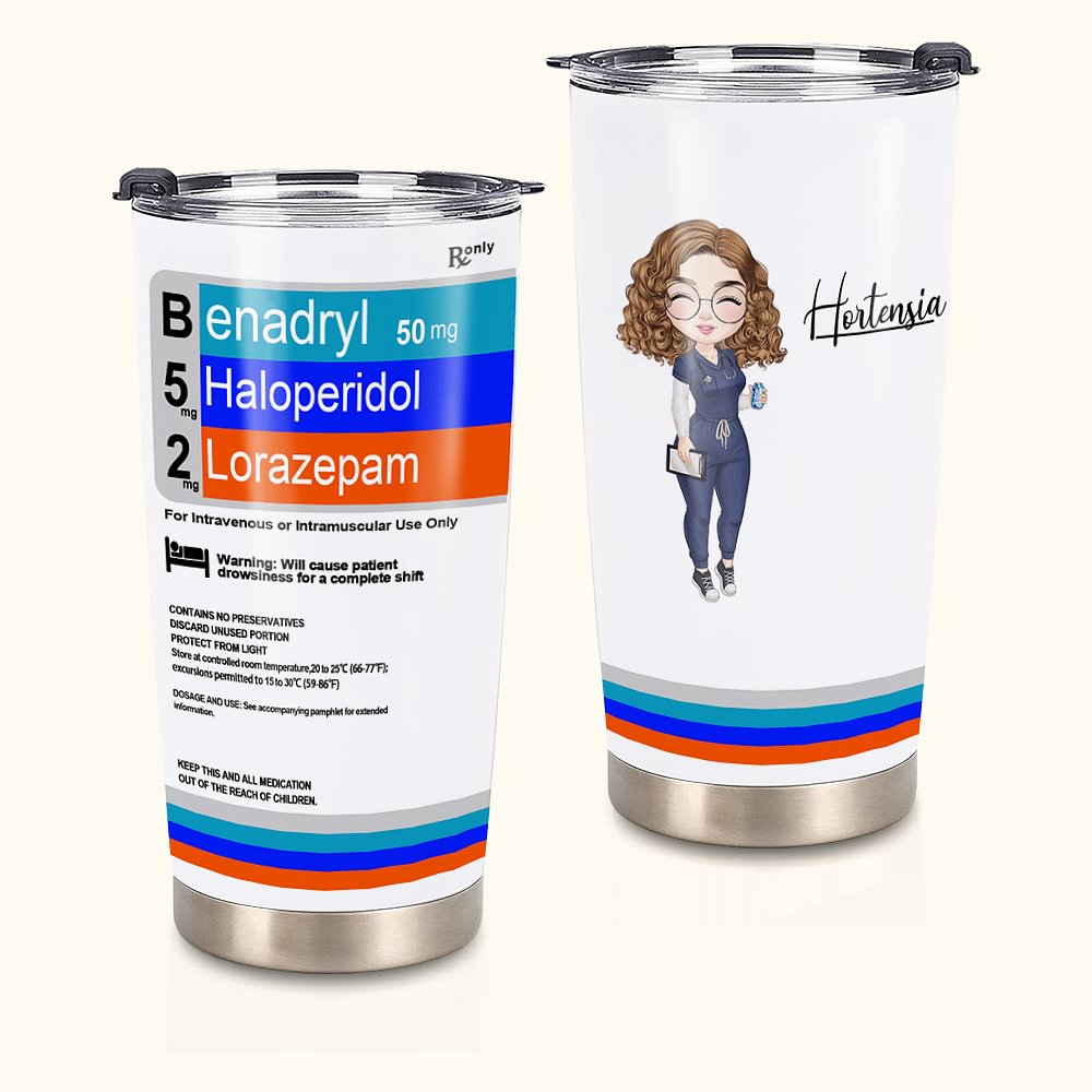Gobelet personnalisé en acier inoxydable de qualité alimentaire de 20oz avec nom Cadeau de Noël Cadeau de la semaine de l'infirmière