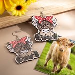Personalisierte hölzerne Hochland Kuh Ohrringe Tropfen Ohrringe Tierschmuck Geburtstag Weihnachten Thanksgiving Geschenk für Kuh-Liebhaber