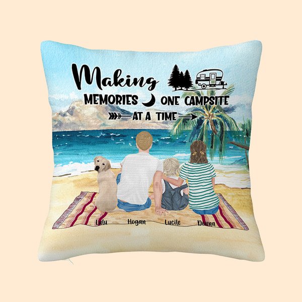 Funda de cojín de acampada personalizada para la familia Creando recuerdos de acampada en acampada Regalo de cumpleaños Regalo de San Valentín