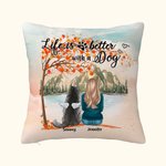 Personalized Life Is Better With A Dog Maple Leaves Throw Pillow Cover Birthday Christmas Gift for Dog Lovers