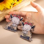 Personalisierte hölzerne Hochland Kuh Ohrringe Tropfen Ohrringe Tierschmuck Geburtstag Weihnachten Thanksgiving Geschenk für Kuh-Liebhaber