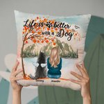 Personalized Life Is Better With A Dog Maple Leaves Throw Pillow Cover Birthday Christmas Gift for Dog Lovers