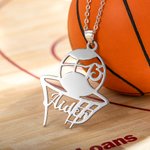 Pendentif Personnalisé avec Prénom et Chiffre de Basketball Collier pour Joueur de Basketball Amateur de Sport