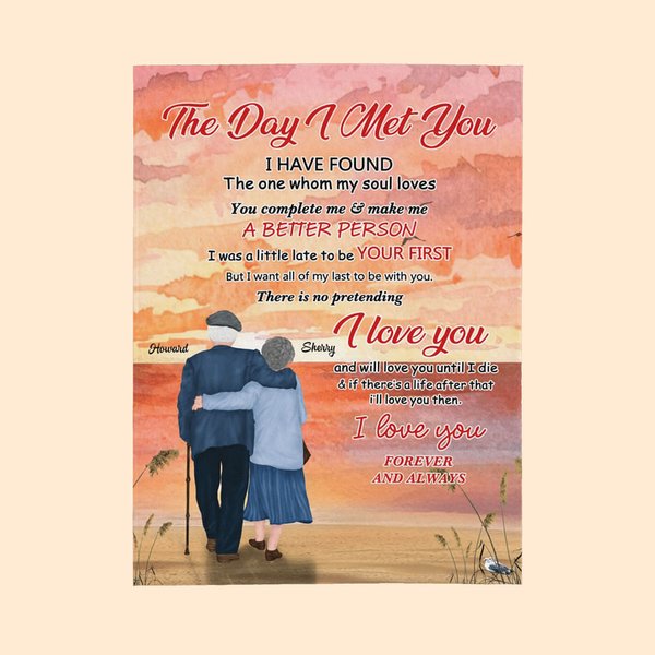 Embroidered The Day I Met You Blanket