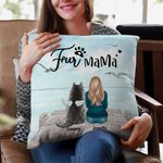 Taie d'oreiller personnalisée Enjoying Seaside Scenery with Furry Babies Cadeau d'anniversaire et de Noël pour les amoureux des chiens