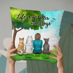 Personalized Life Is Better With Dogs Throw Pillow Cover Home Essentials Birthday Christmas Gift for Dog Lovers
