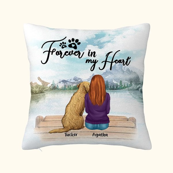 Funda de cojín personalizada Forever In My Heart Regalo de cumpleaños y Navidad para los amantes de los perros