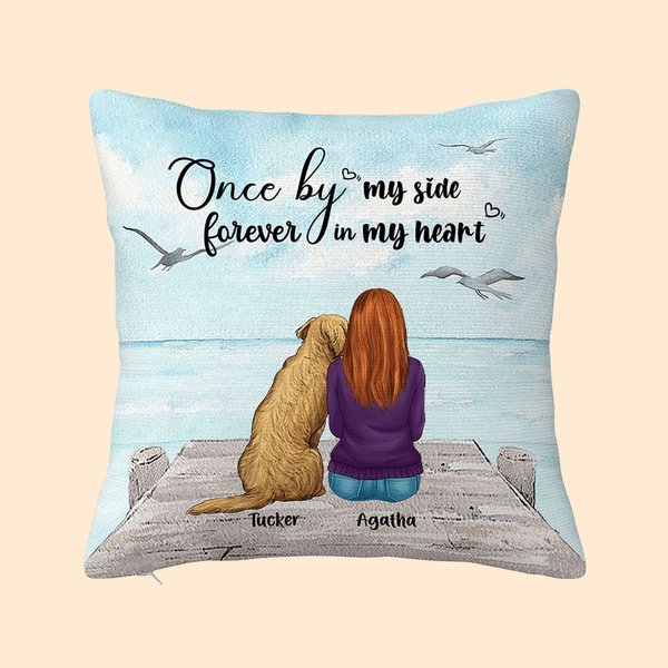 Embroidered My Dog Forever Throw Pillow Cover