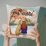 Personalized Playing with My Furry Friends Under The Maple Tree Throw Pillow Cover Birthday Christmas Gift for Dog Lovers