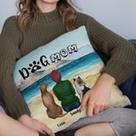 Personalised Walking On A Golden Sandy Beach with My Beloved Dog Throw Pillow Cover Birthday Gift for Dog Lover Owner