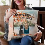 Personalized Life Is Better With A Dog Maple Leaves Throw Pillow Cover Birthday Christmas Gift for Dog Lovers