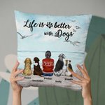 Funda de cojín personalizada Life Is Better With Dogs Regalo de cumpleaños y Navidad para los amantes de los perros