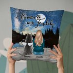 Housse de coussin personnalisée Life Is Better With Fur Baby Starry Sky Birthday Christmas Gift for Dog Lovers (La vie est plus belle avec la fourrure