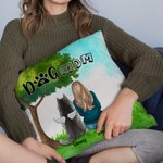 Gepersonaliseerd Sitting Under A Tree with Furry Friends Kussenhoes Verjaardag Kerstcadeau voor Hondenliefhebbers