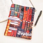 Poche de Livre avec Pochette Personnalisée avec Nom Cadeau Noël Cadeau Rentrée Scolaire pour Amoureux des Livres
